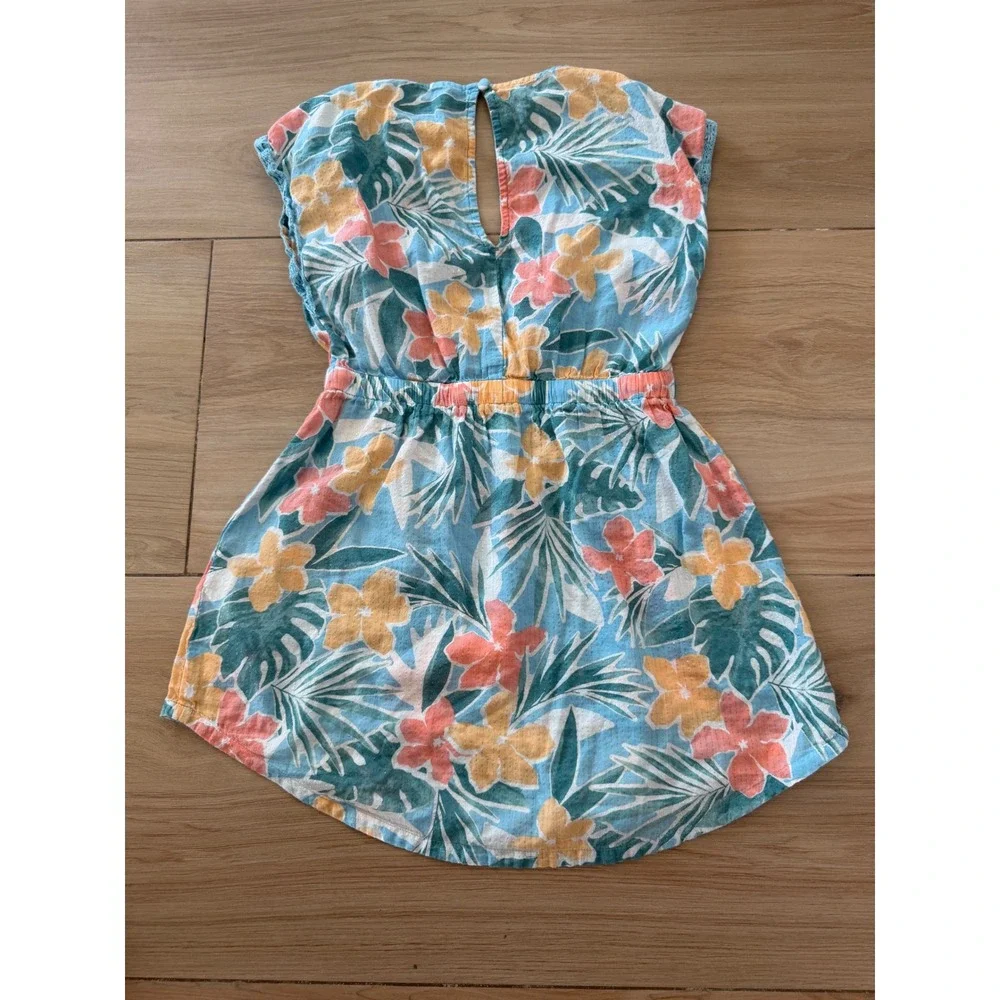 Abercrombie Kids Tropical Floral Swimsuit & Cover Up Dress Set Blue Orange 9/10